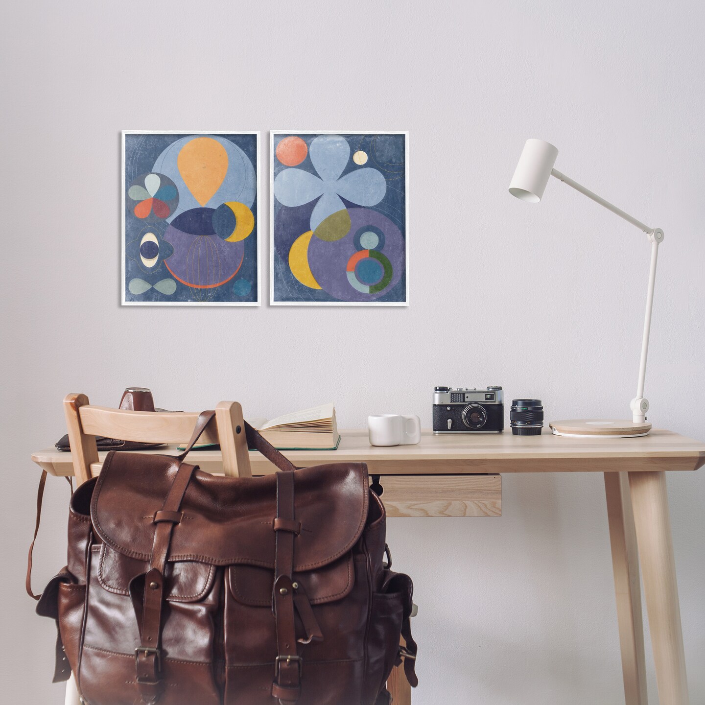 Stupell Industries Retro Mixed Shapes 2pc Framed Giclee Wall Art Set Design by Victoria Barnes