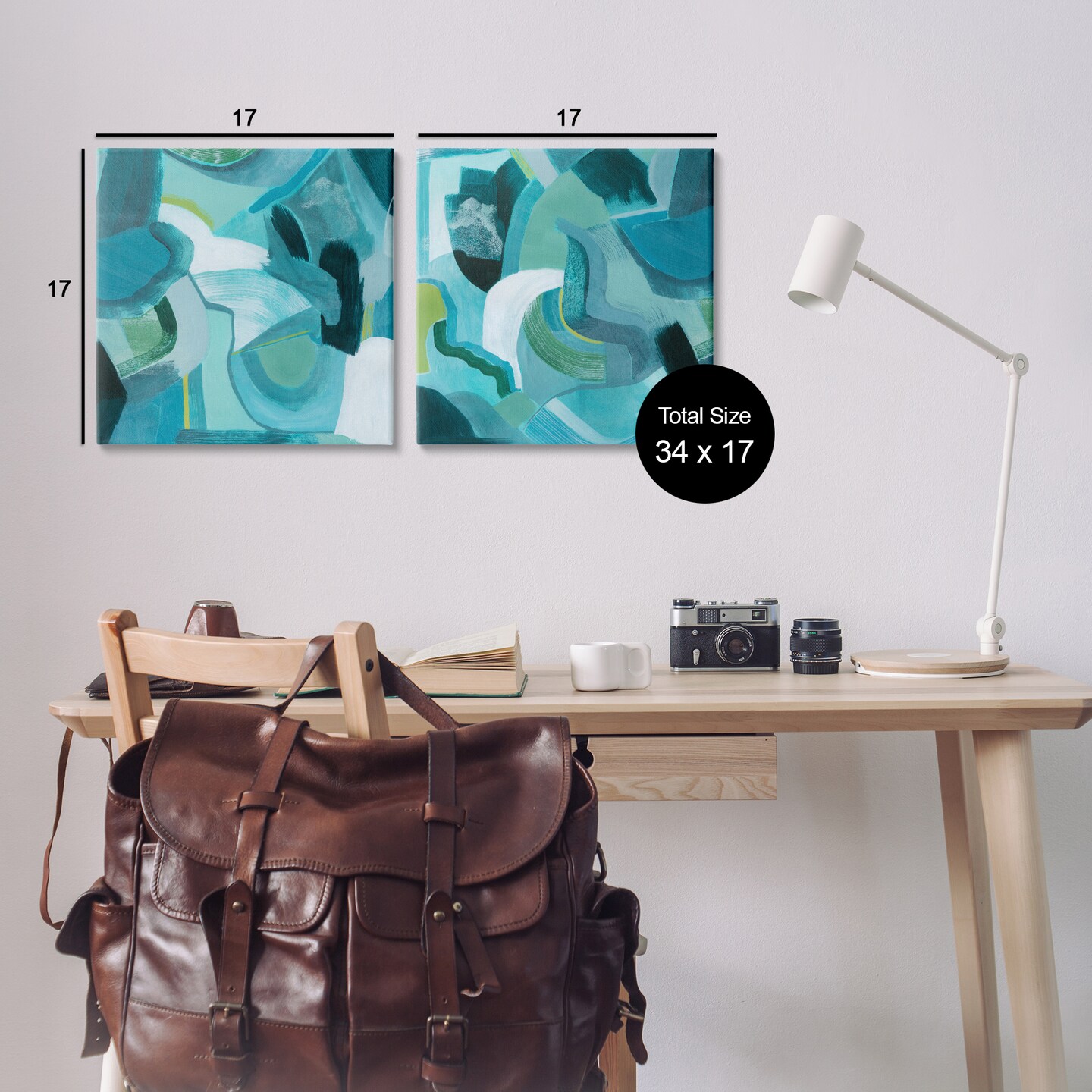 Stupell Industries Energetic Blue Patterns 2pc Canvas Wall Art Set Design by Grace Popp 