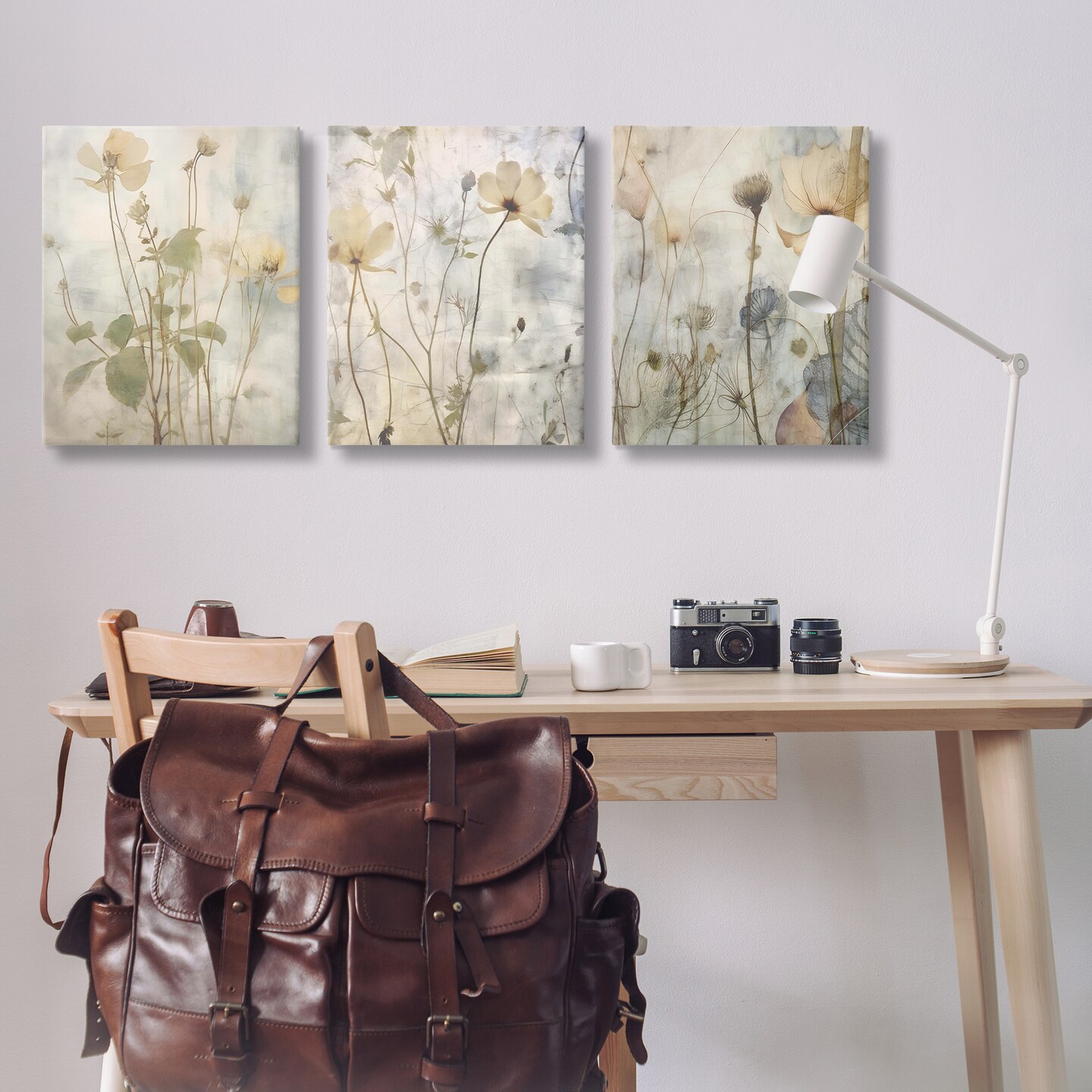 Stupell Industries Soft Blooming Botanicals 3pc Canvas Wall Art Set Design by Lettered and Lined