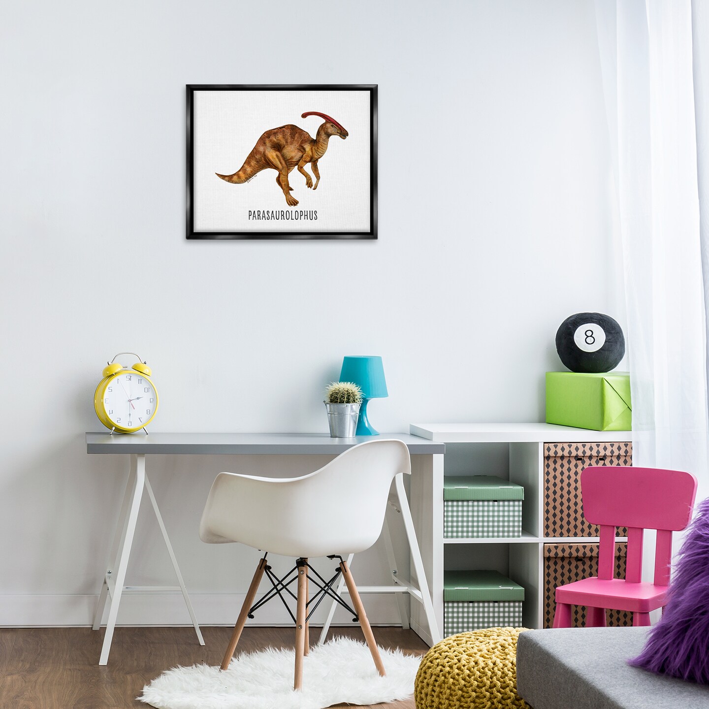 Stupell Industries Parasaurolophus Dinosaur Learning Floater Framed Canvas Wall Art Design by Brett Blumenthal