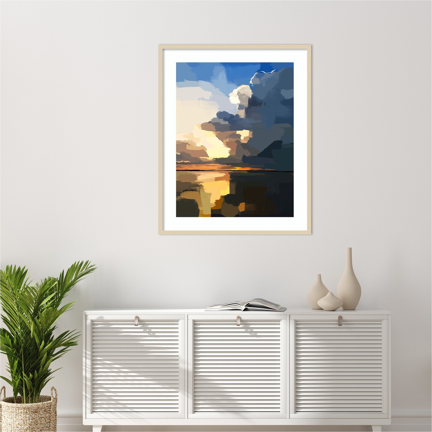 Abstract Seascape I by Emily Kalina Wood Framed Wall Art Print