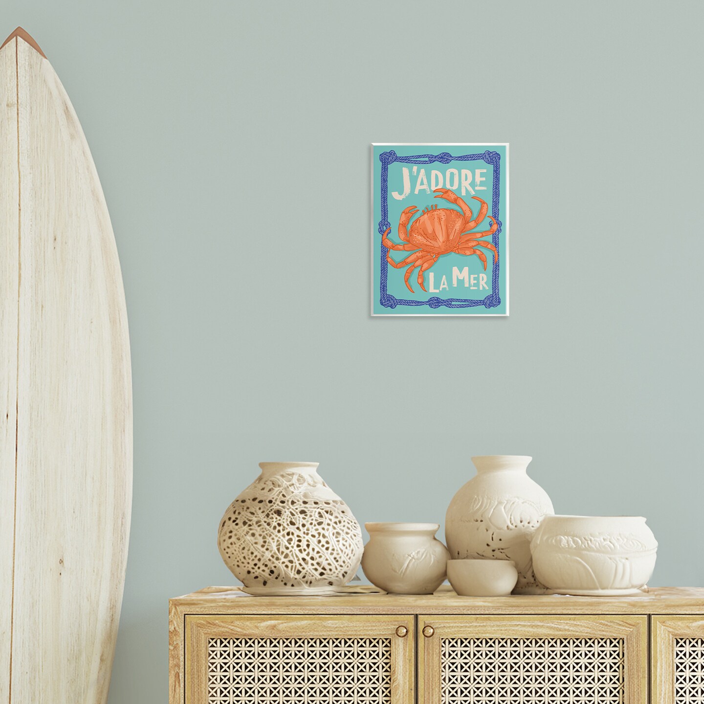 Stupell Industries J&#x27;adore La Mer Crab Wall Plaque Art Design by Lisa Perry Whitebutton