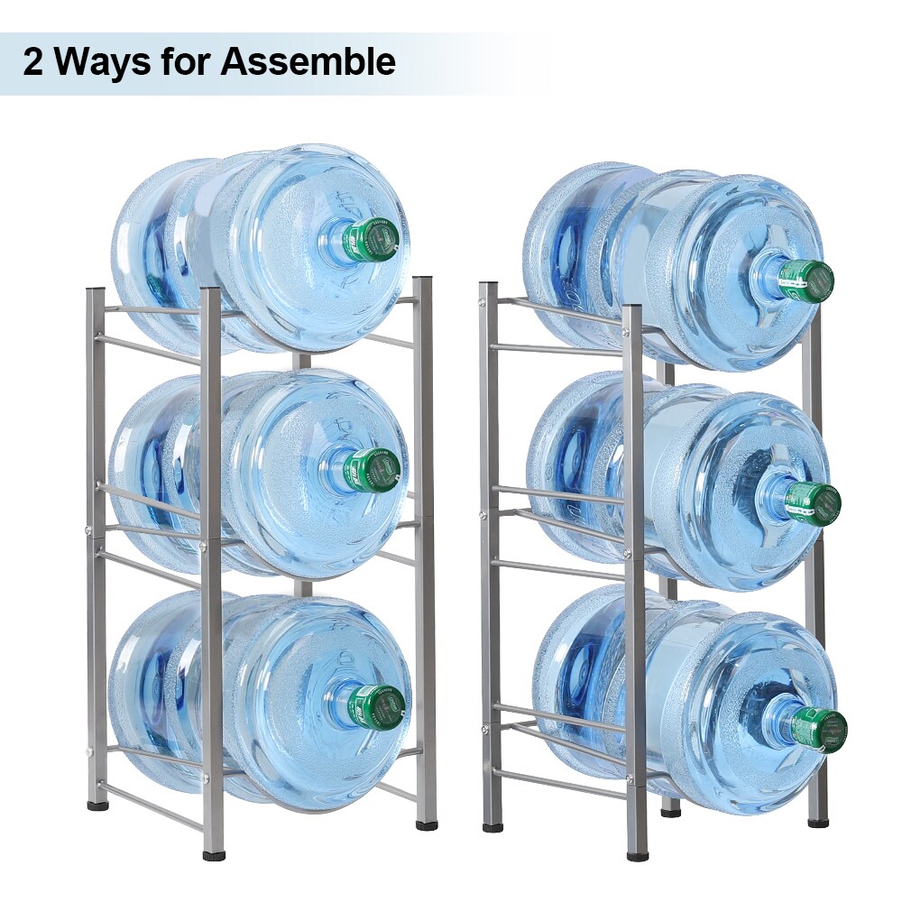 3 Tier 5 Gallon Water Jug Holder Water Bottle Storage Rack, Silver