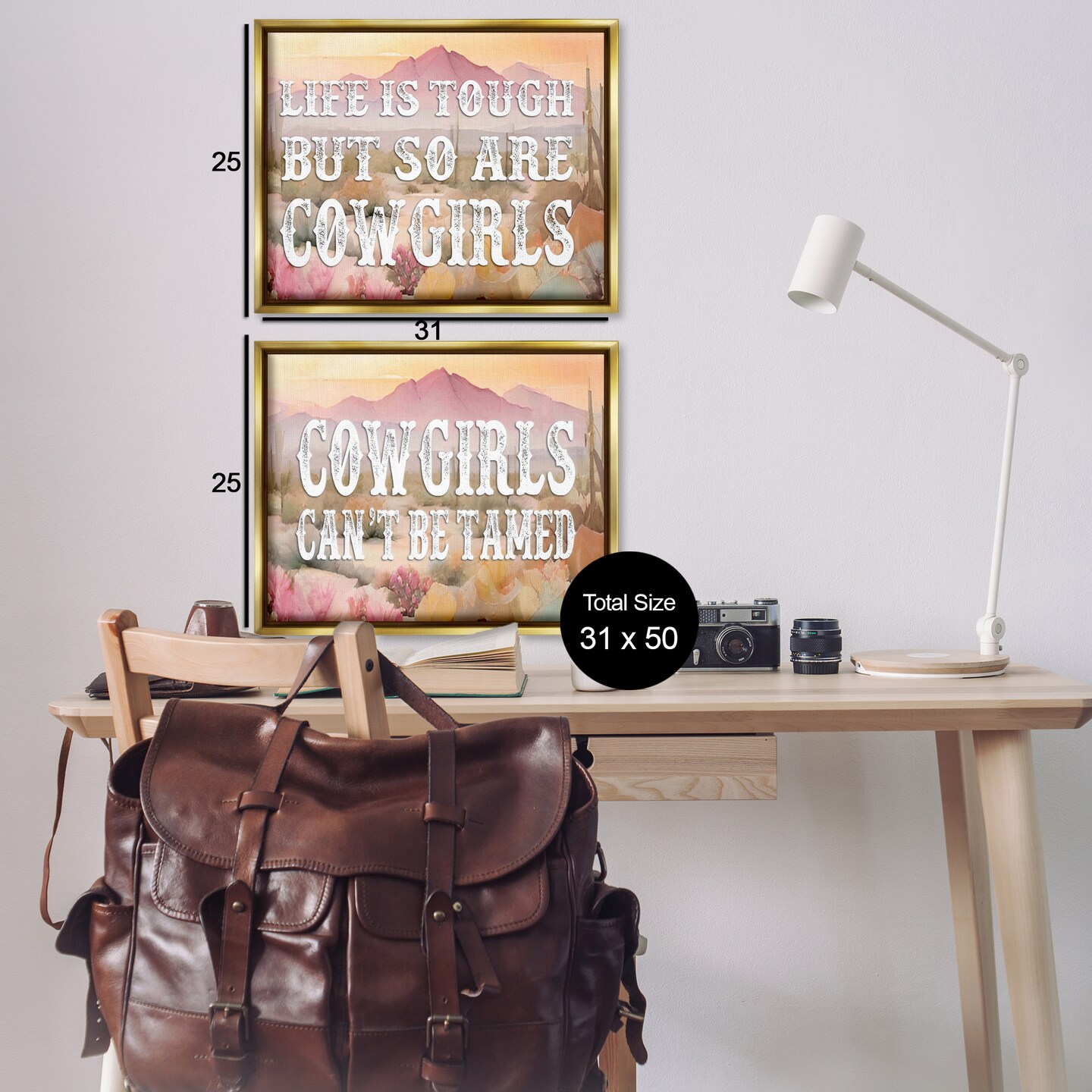 Stupell Industries Tough Cowgirls Phrases 2pc Floater Framed Canvas Wall Art Set Design by Lettered and Lined