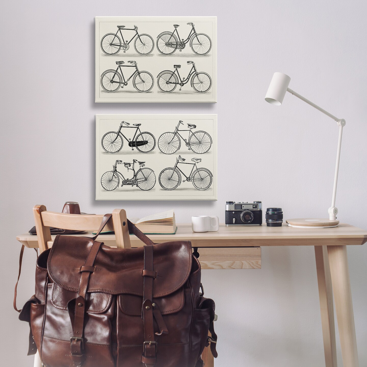 Stupell Industries Vintage Bicycle Styles 2pc Canvas Wall Art Set Design by Vision Studio