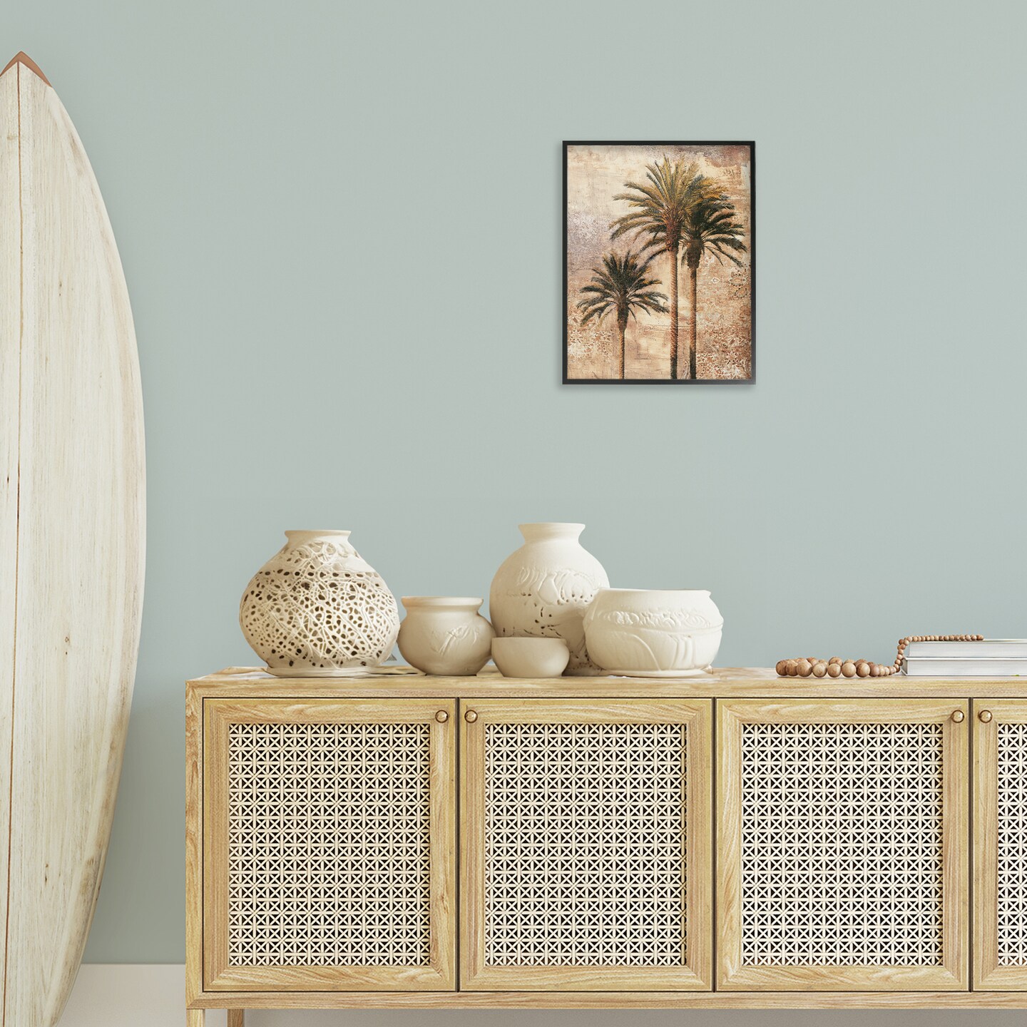 Stupell Industries Rustic Vintage Palms Framed Giclee Wall Art Design by Elizabeth Wright