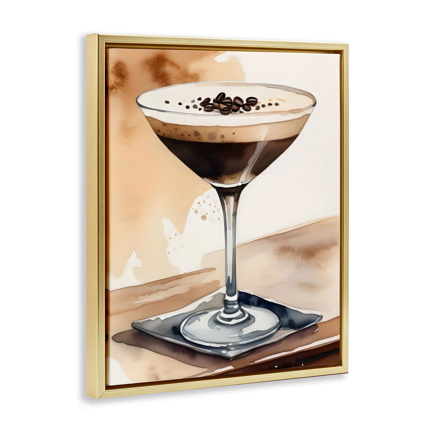 Stupell Industries Espresso Martini Watercolor Floater Framed Canvas Wall Art Design by LSR Design Studio