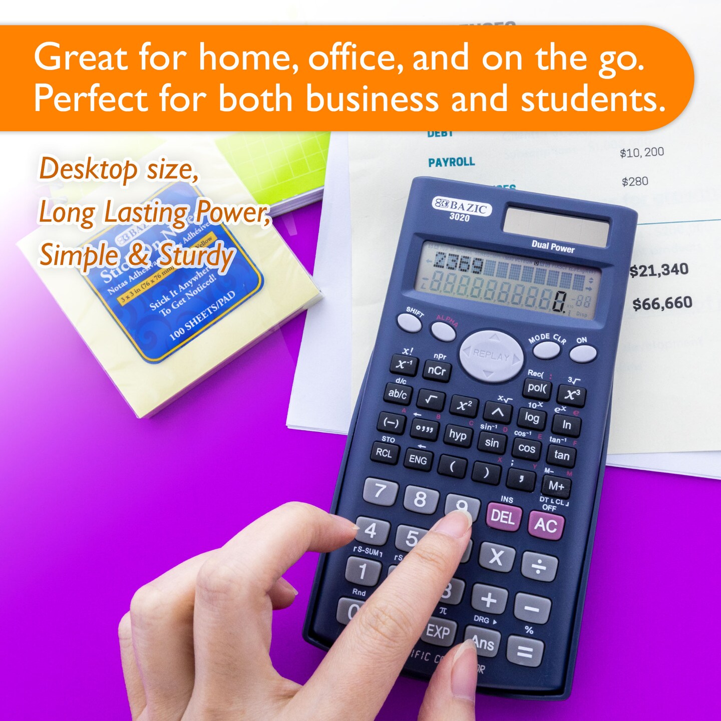 BAZIC Scientific Calculator 240 Function, Slide-On Case