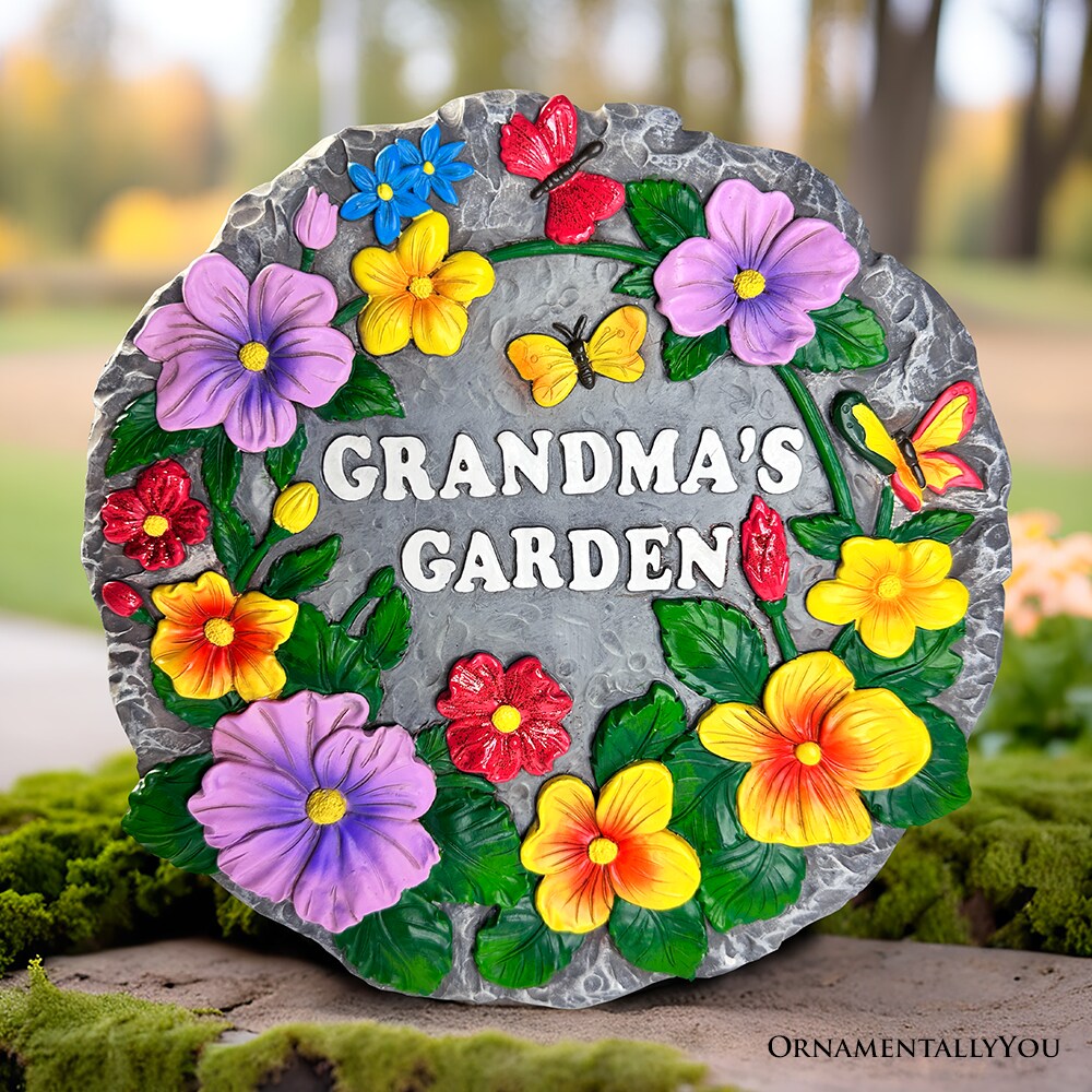 Grandma&#x2019;s Garden Floral Stepping Stone, 9.5&#x22; Decorative Outdoor Decoration
