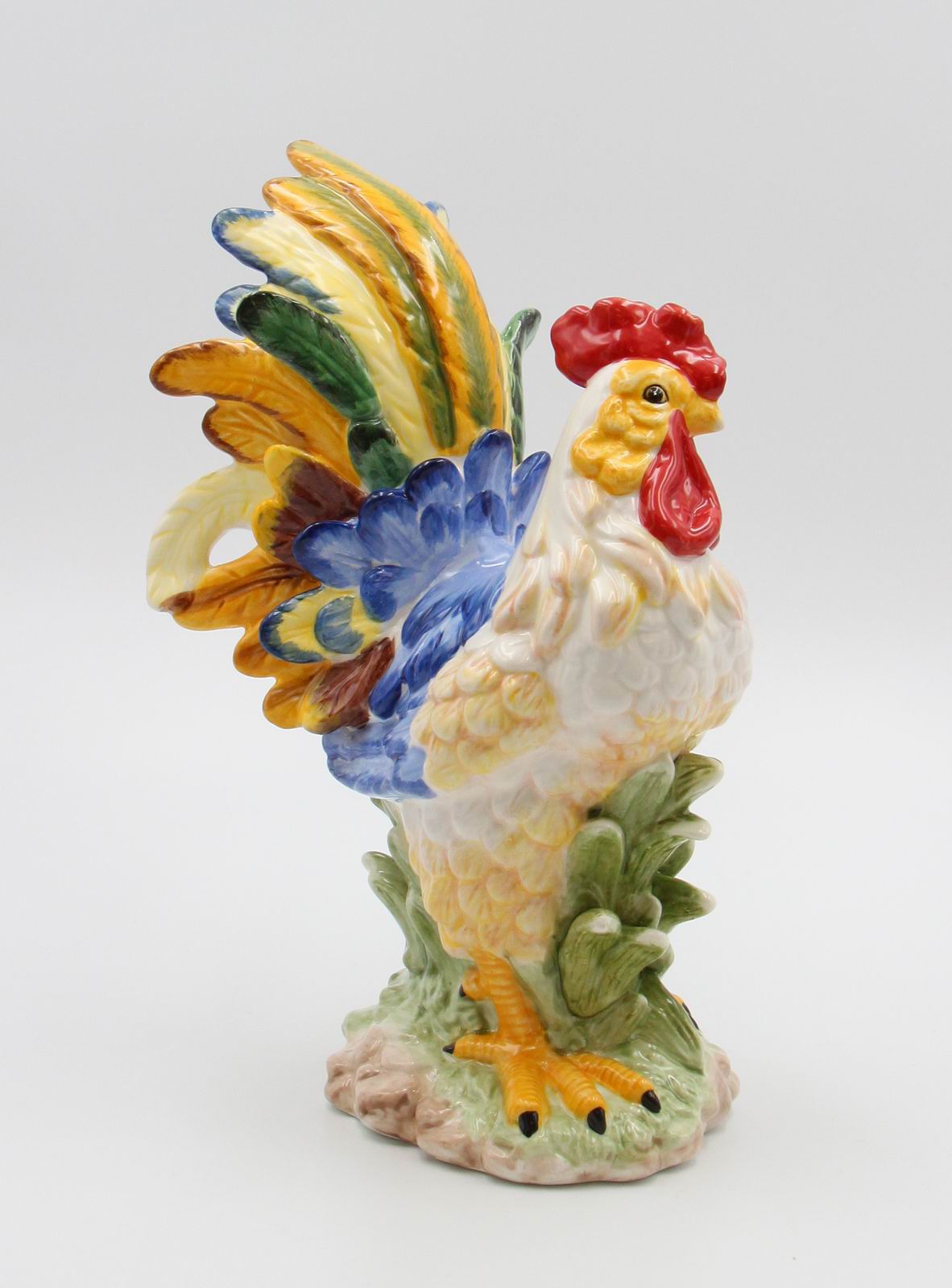 Ceramic Blue Rooster Figurine, Home D&#xE9;cor, Gift for Her, Gift for Mom, Kitchen D&#xE9;cor, Farmhouse D&#xE9;cor, Fall Decor