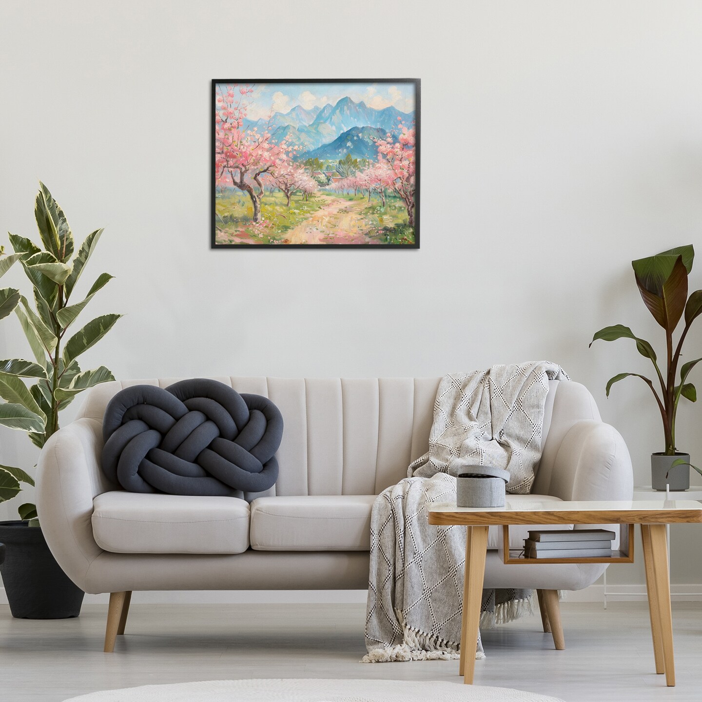 Stupell Industries Cherry Blossom Mountains Framed Giclee Wall Art Design by LSR Design Studio