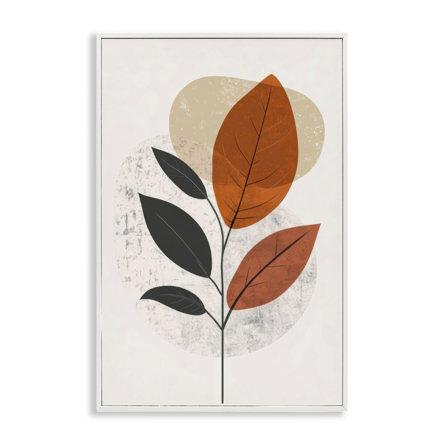 Stupell Industries Autumnal Neutral Leaves Framed Giclee Wall Art Design by LSR Design Studio