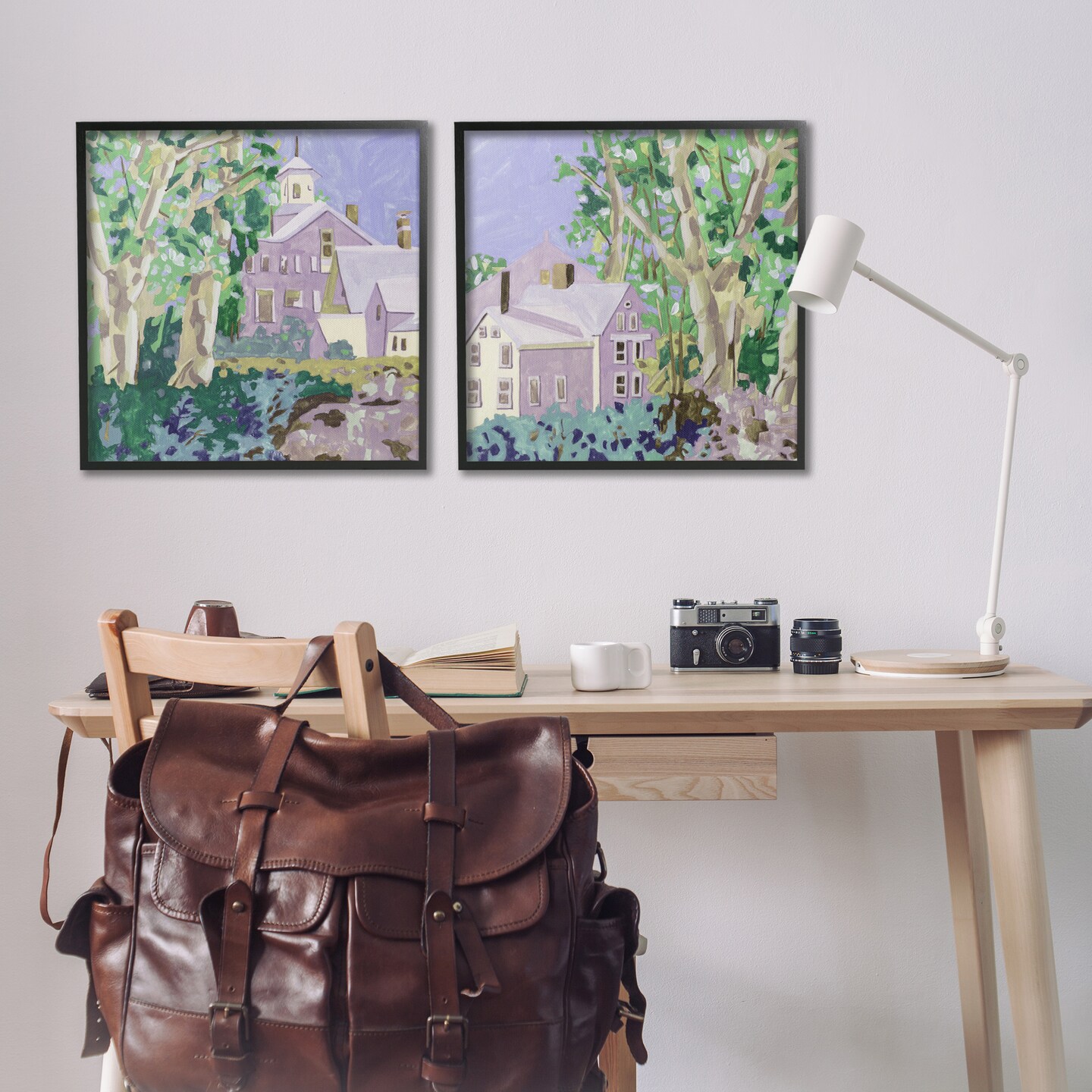 Stupell Industries Quaint Scenic Houses 2pc Framed Giclee Wall Art Set Design by Melissa Wang