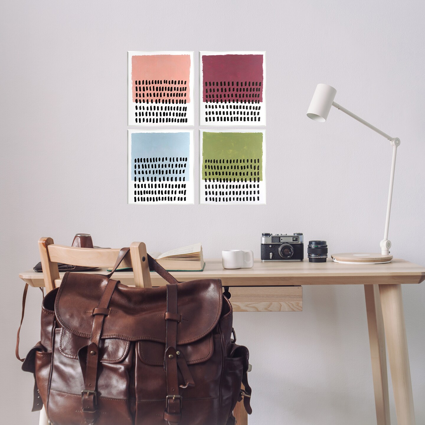 Stupell Industries Dotted Neutral Abstracts 4pc Wall Plaque Art Set Design by Michael Willett