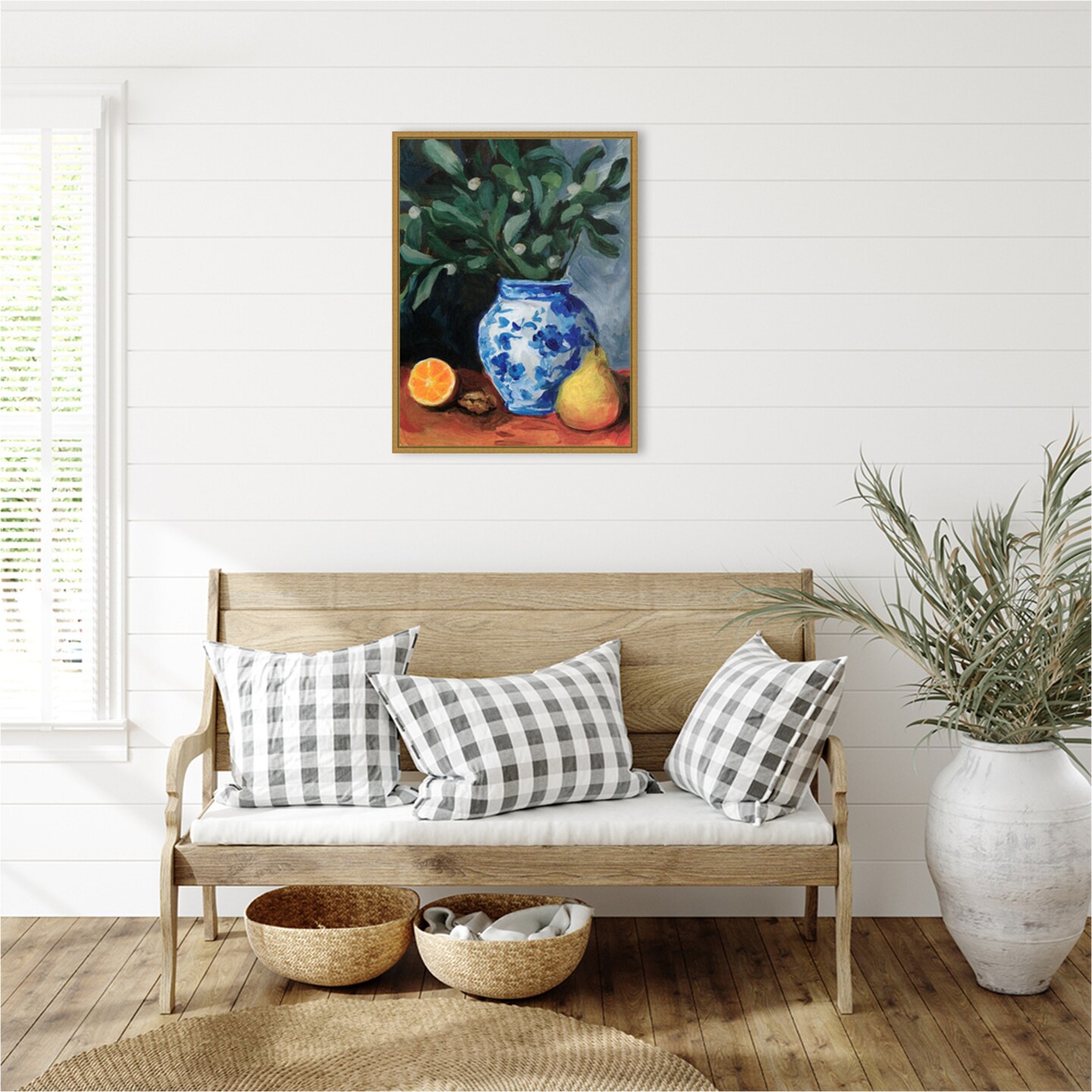 Ginger Jar with Winter Berries I by Victoria Barnes Framed Canvas Wall Art