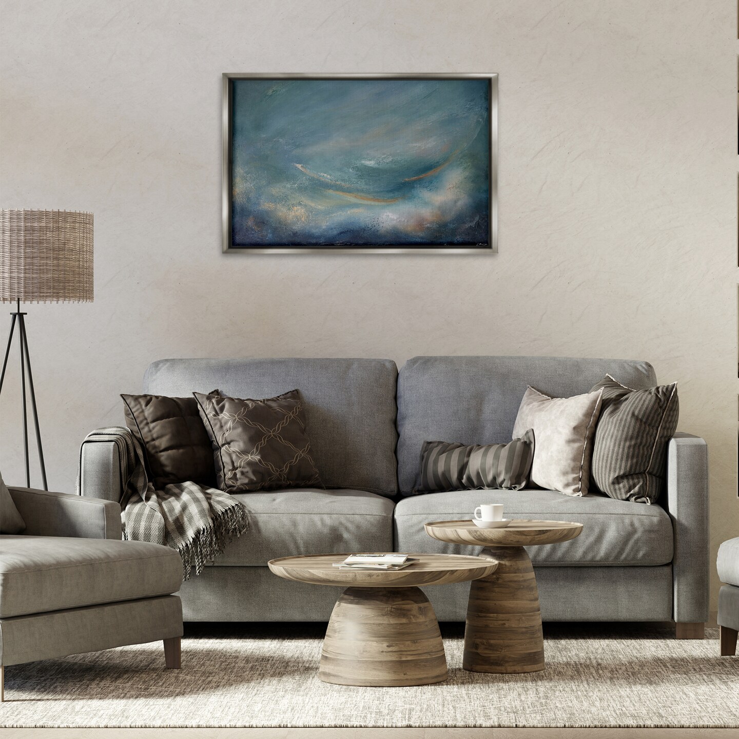 Stupell Industries Dark Storm Clouds Abstract Floater Framed Canvas Wall Art Design by Lydia Orange