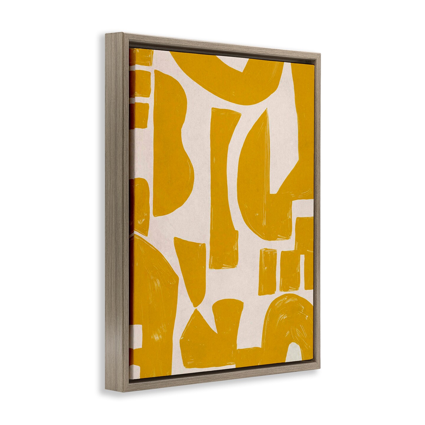Stupell Industries Yellow Asymmetrical Shapes Floater Framed Canvas Wall Art Design by June Erica Vess 