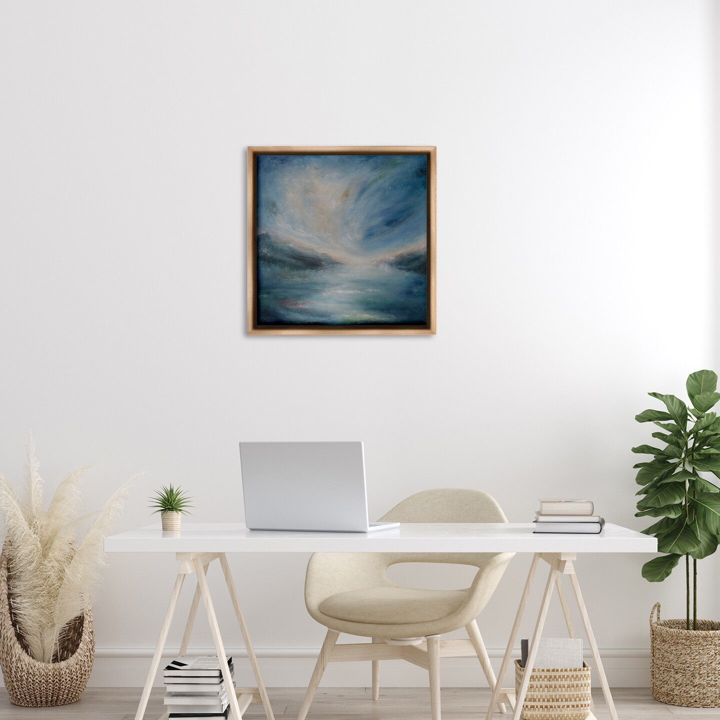 Stupell Industries Blue Hour Abstract Landscape Floater Framed Canvas Wall Art Design by Lydia Orange