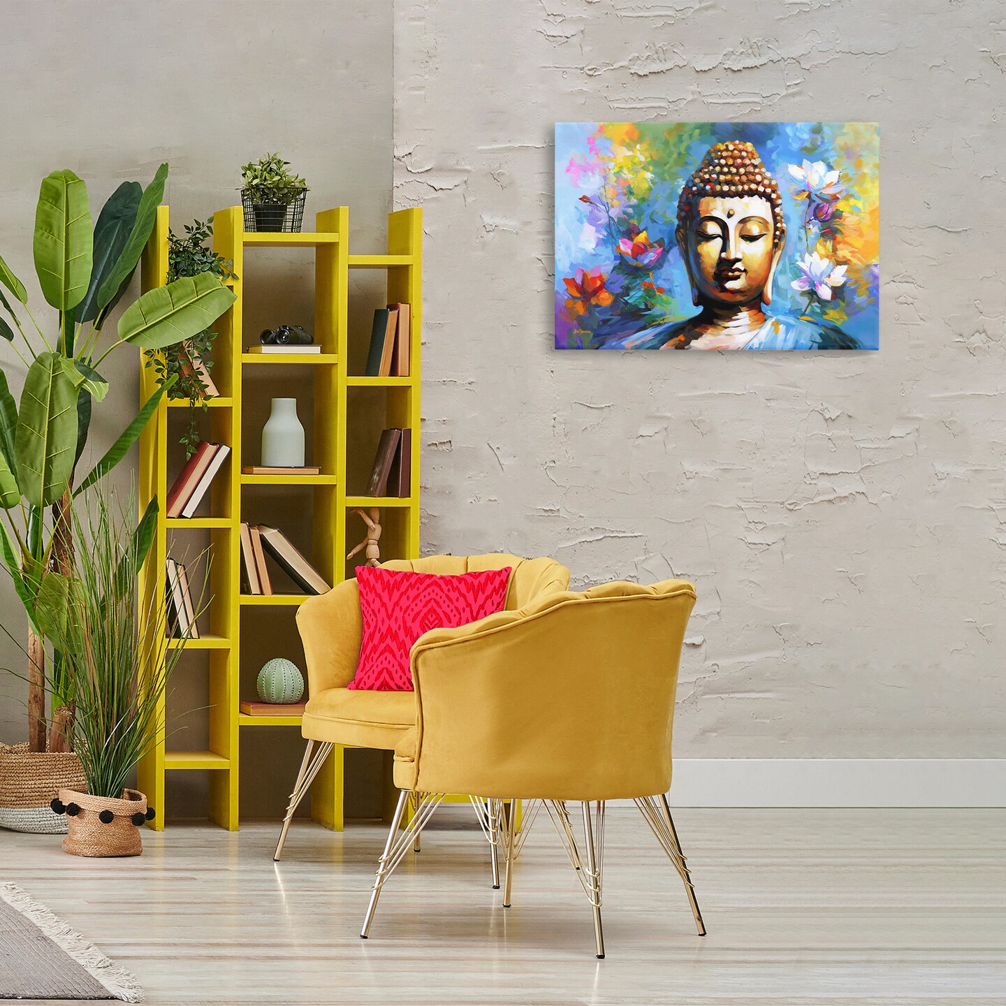 Stupell Industries Buddha with Bright Lotus Canvas Wall Art Design by Leon Devenice