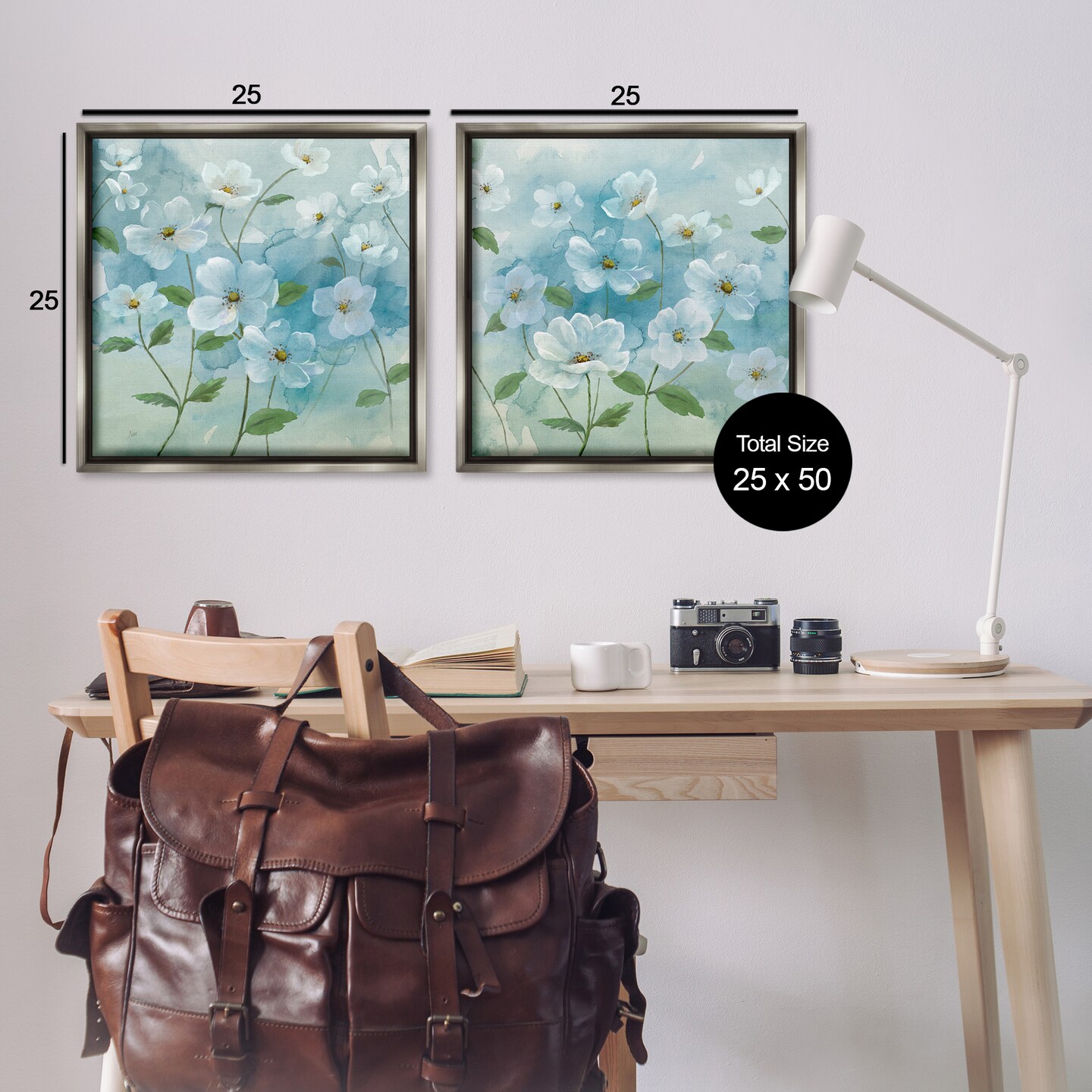 Stupell Industries Blue & White Apple Blossoms 2pc Floater Framed Canvas Wall Art Set Design by Nan