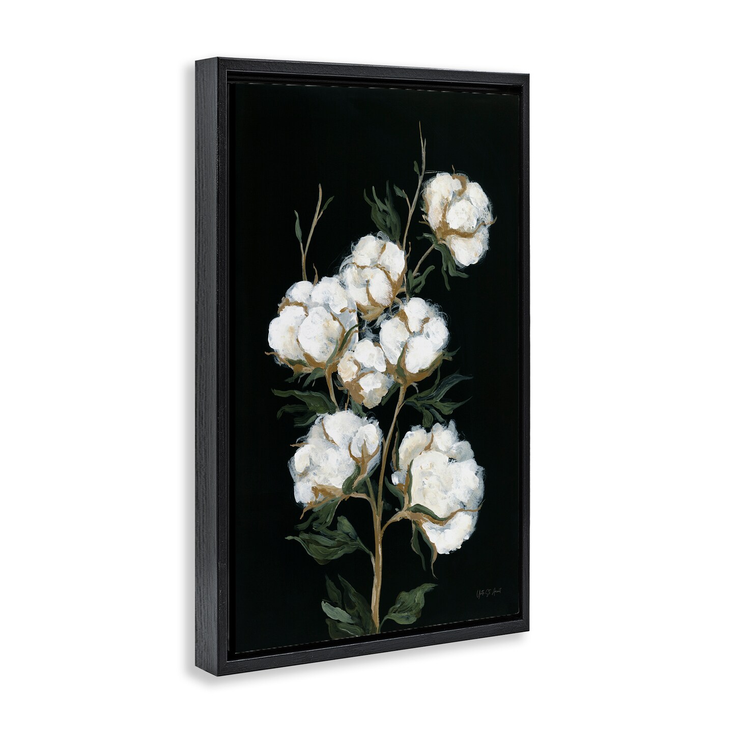 Stupell Industries Vintage Stems of Cotton Floater Framed Canvas Wall Art Design by Yvette St. Amant