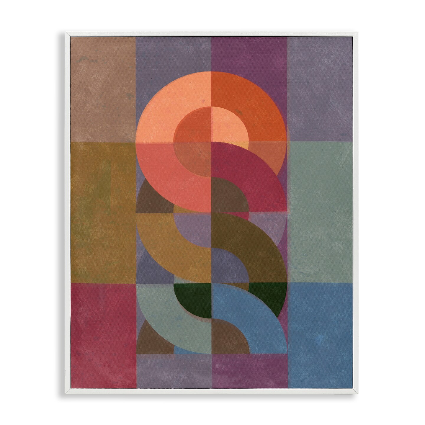 Stupell Industries Retro Interlocking Circles Framed Giclee Wall Art Design by Victoria Barnes
