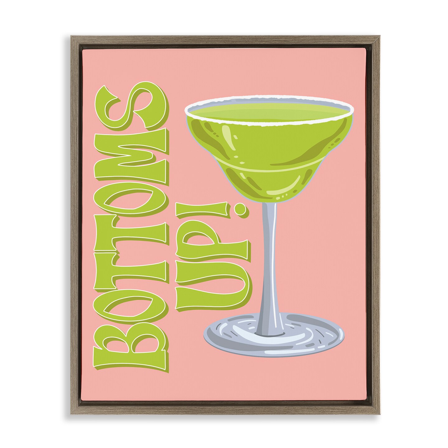 Stupell Industries Bottoms Up Cocktail Floater Framed Canvas Wall Art Design by Hey Bre! Creative Studio
