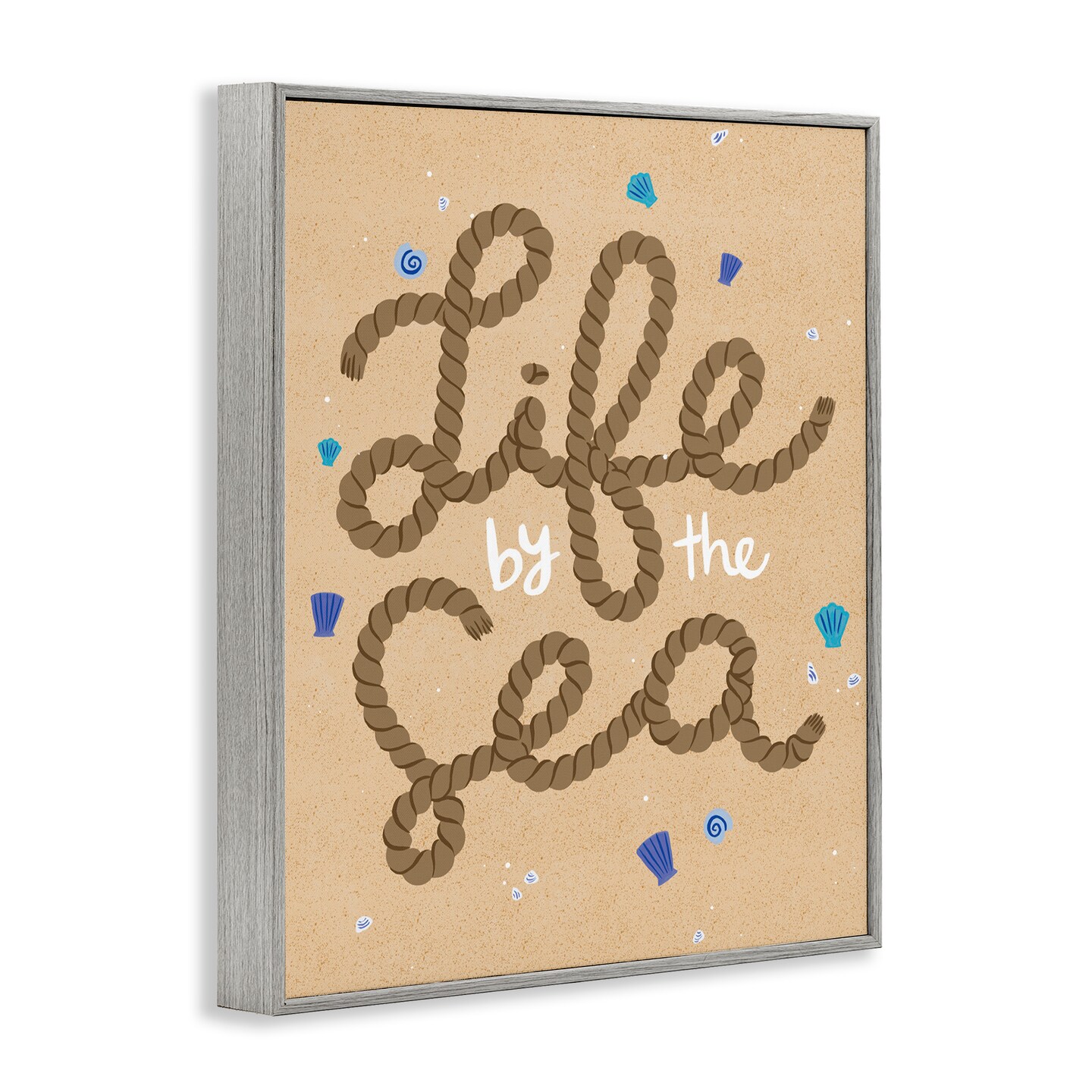 Stupell Industries Life By Sea Nautical Rope Framed Giclee Wall Art Design by Deborah Curiel