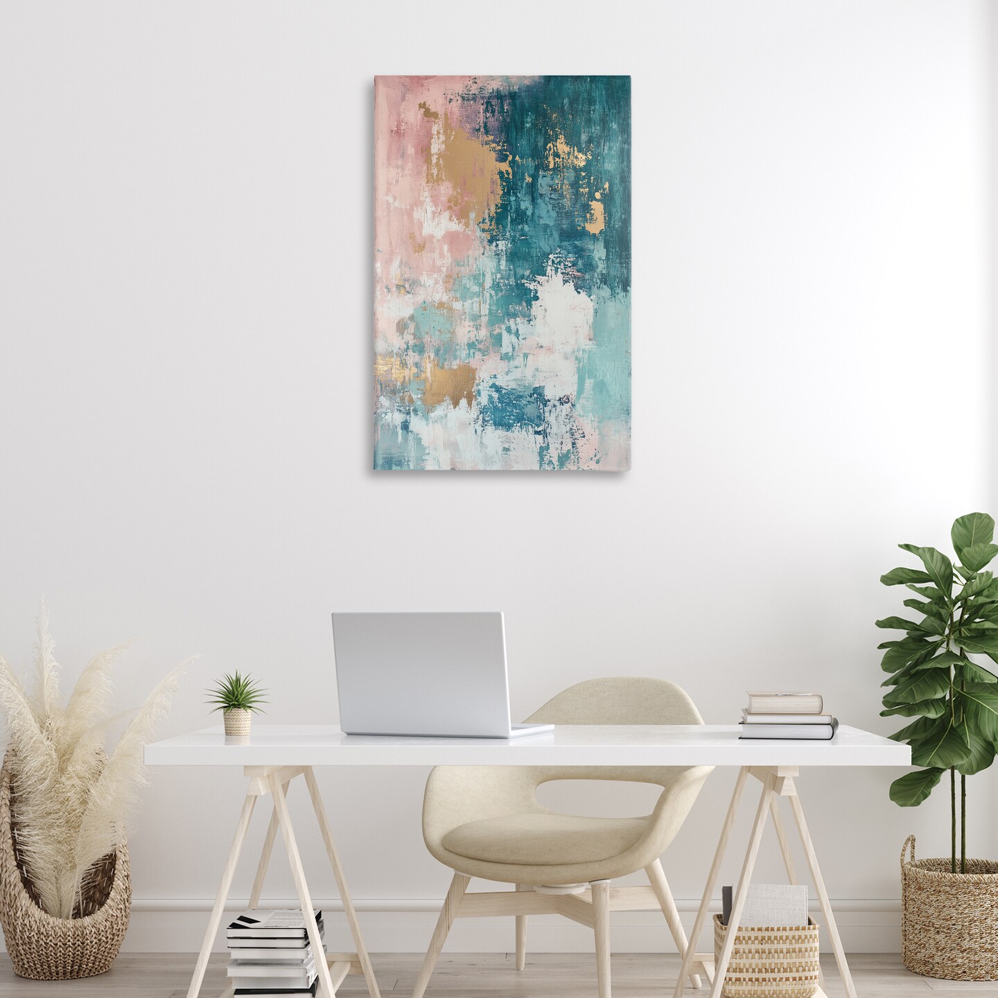 Stupell Industries Teal Green Gold Abstract Canvas Wall Art Design by Gina Kelly