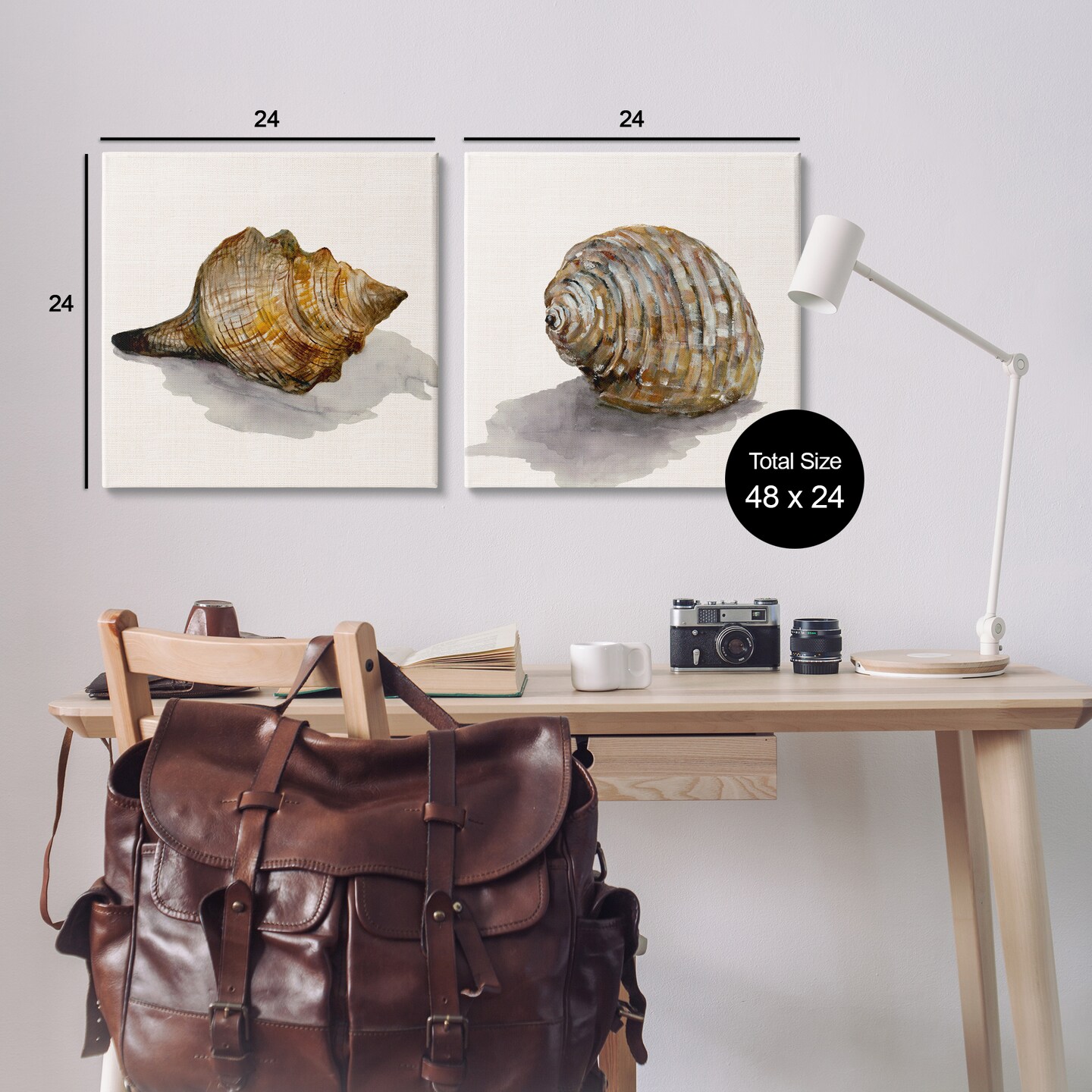 Stupell Industries Neutral Beach Shells 2pc Canvas Wall Art Set Design by Jacob Q