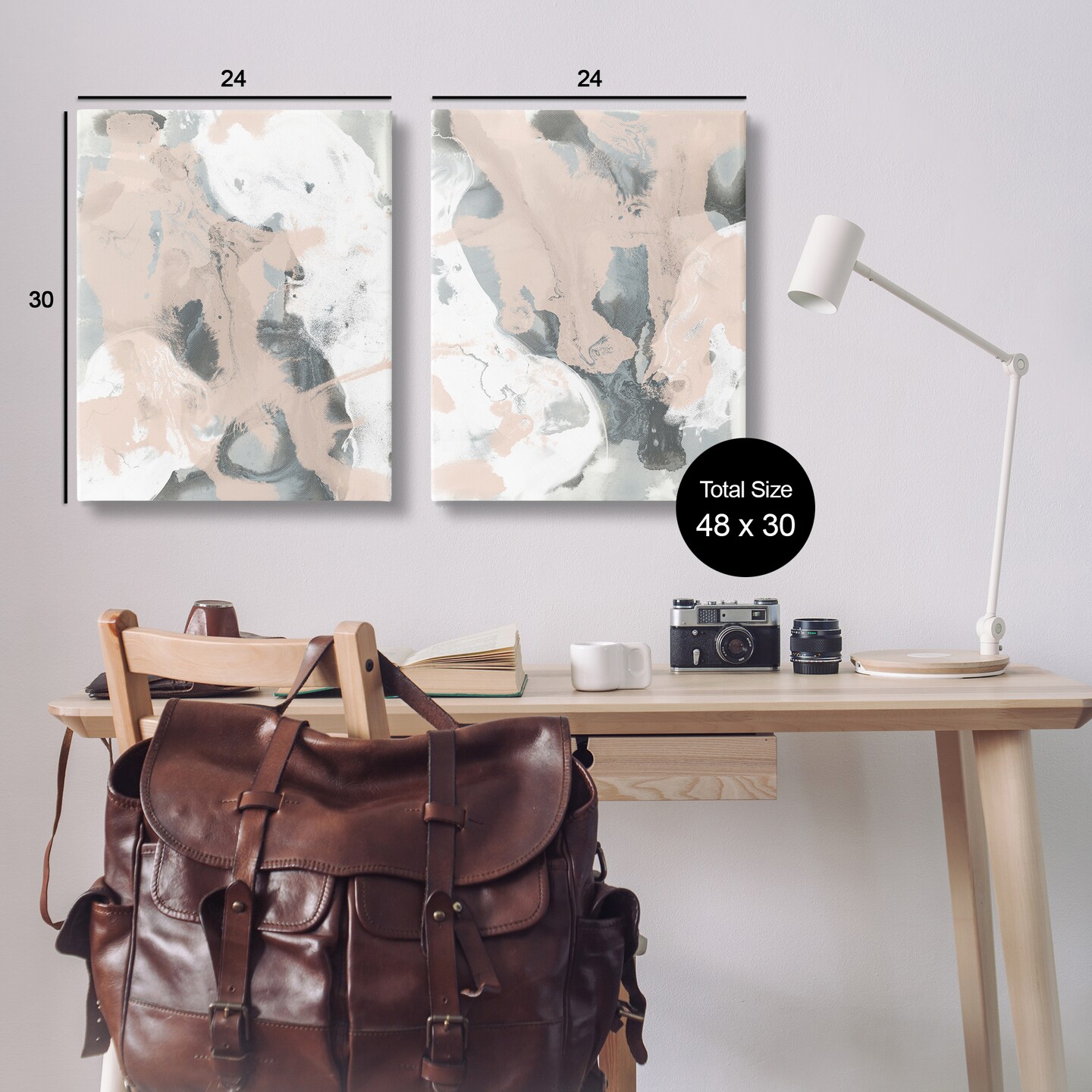 Stupell Industries Beige & Gray Splashes 2pc Canvas Wall Art Set Design by June Erica Vess