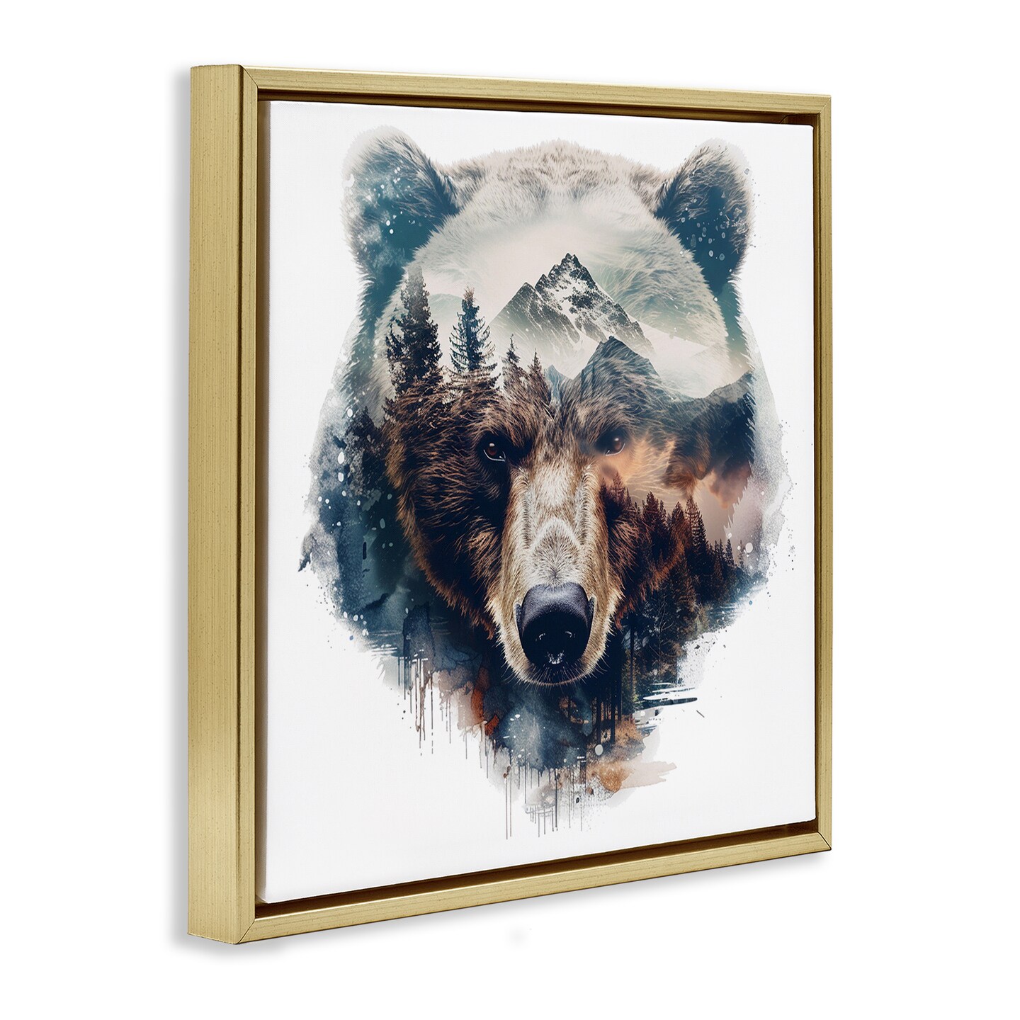Stupell Industries Bear Head Silhouette Floater Framed Canvas Wall Art Design by LSR Design Studio