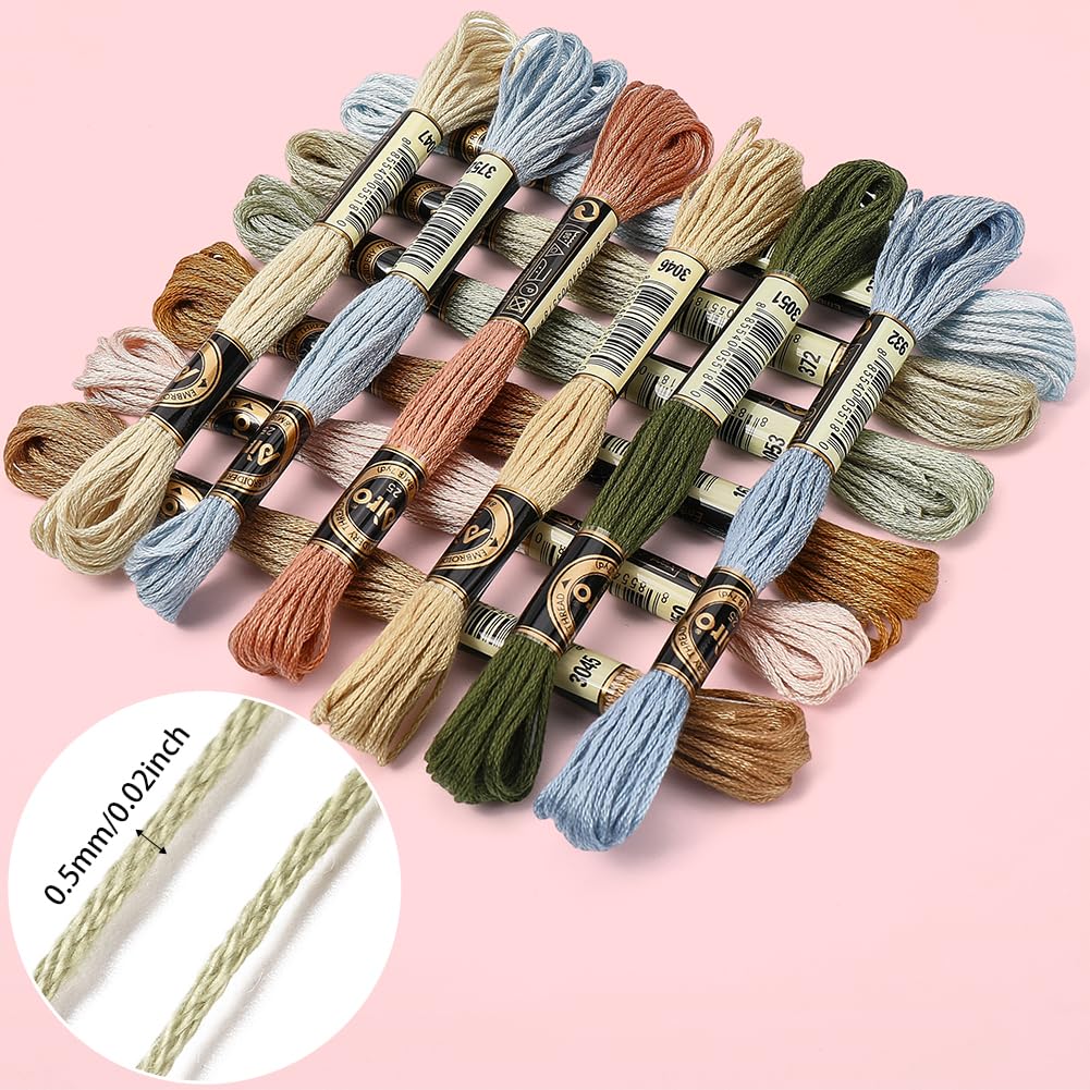 12 Skeins Embroidery Floss Thread Variegated Cross Stitch Floss 6 Ply Gradient Color Friendship Bracelet String Threads Bulk for Jewelry Making Sewing Bracelets Knitting Stitching Craft DIY