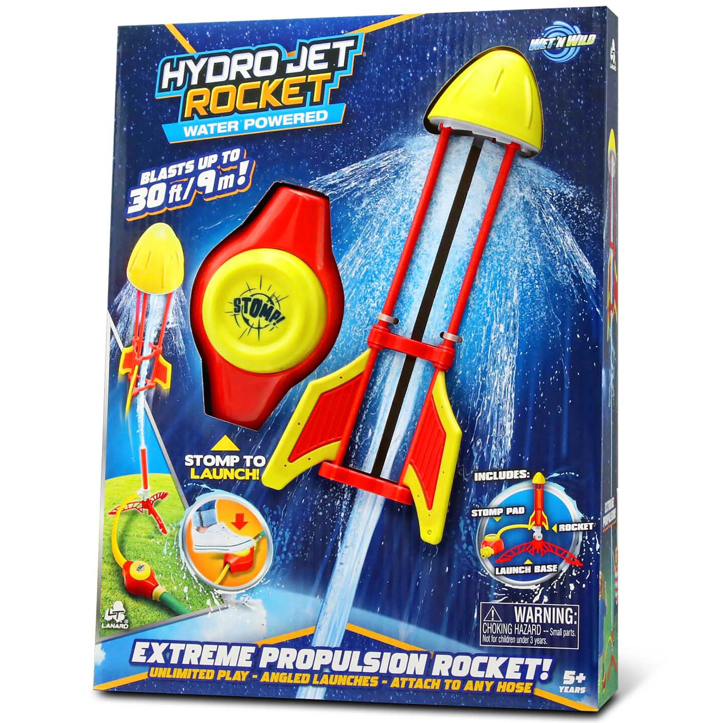 Lanard: Water Powered Hydro Jet Rocket - Red-Yellow, Stomp To