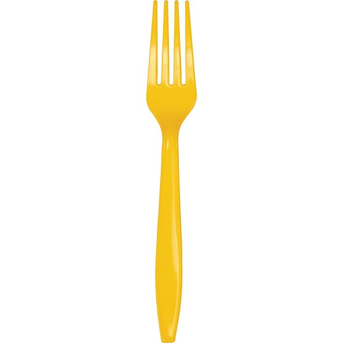 288 pc Bulk School Bus Yellow Plastic Forks