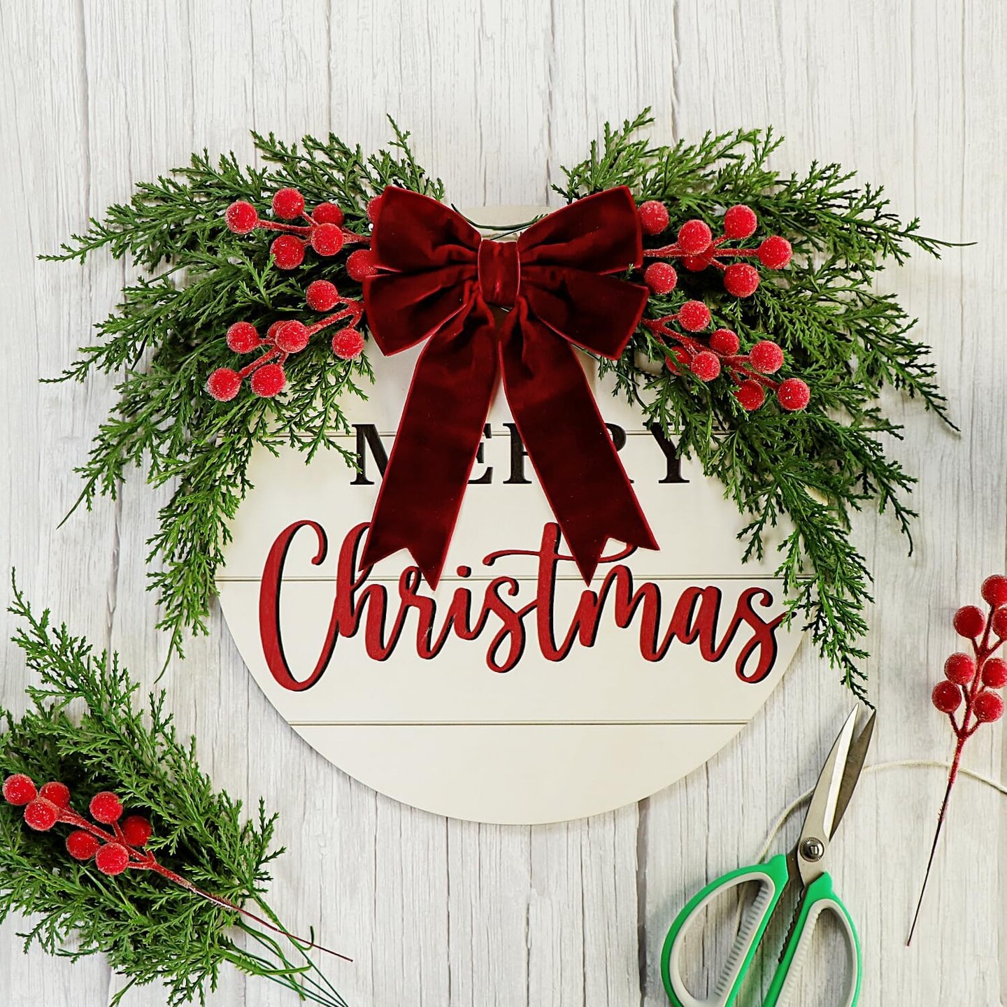 40Pcs Christmas 3D Artificial Pine Branches and Holly Berry Picks (Red Berry) 1&#x22;D x 1&#x22;W x 1&#x22;H