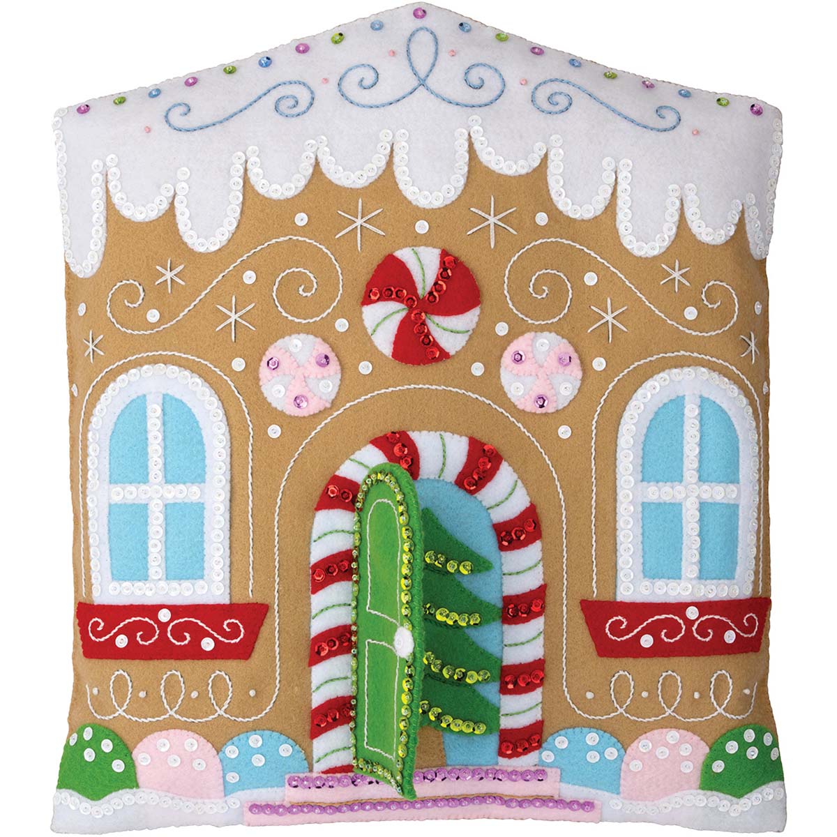 Bucilla  Gingerbread Cottage Pillow Felt &#x26; Sequin Kit