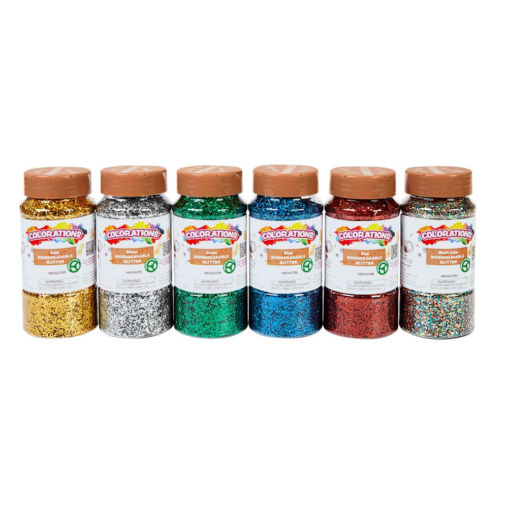 Colorations Biodegradable Glitter - 6 Colors each 4 oz