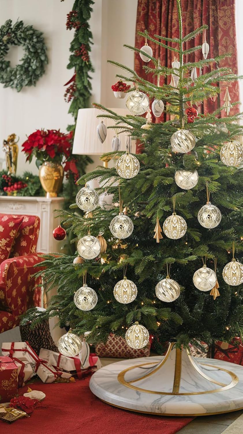 Christmas Balls 3.94" Champagne Shatterproof Plastic Ornaments (Champagne)