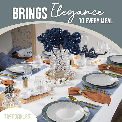 Trendables Disposable Dinnerware Decorative Plates Plastic Disposable Plates 8 Inch Dessert Plate & 10 Inch Wedding Party Plate Set