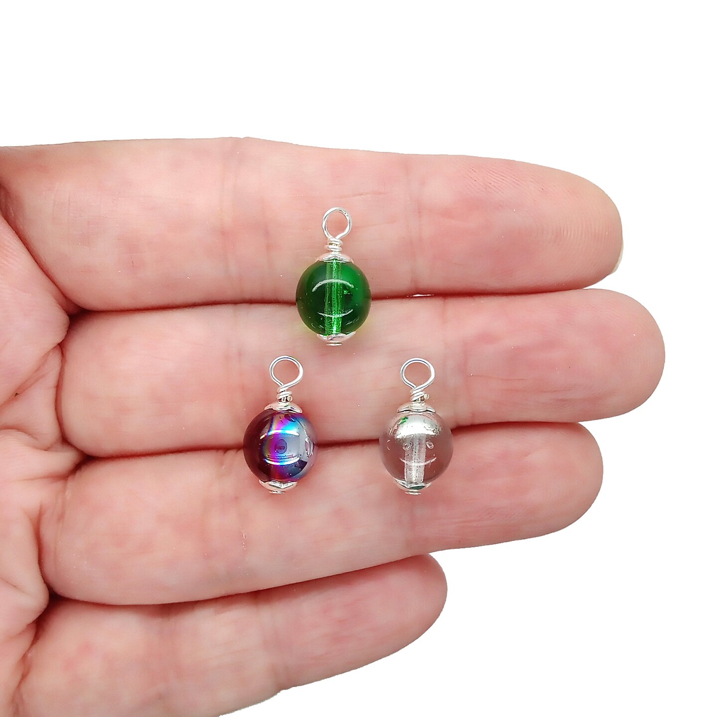 Red Green & Silver Miniature Christmas Ornaments, 1:12 Scale, 8 pcs, Adorabilities