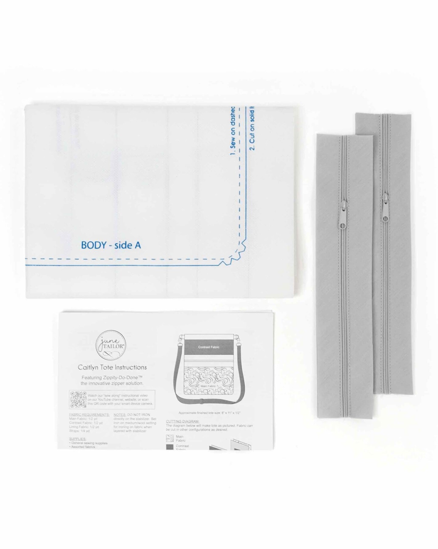 June Tailor Caitlyn Crossbody Tote Bag Kit – Zippity-Do-Done™ Sew-On-The-Line Sewing Kit - Gray