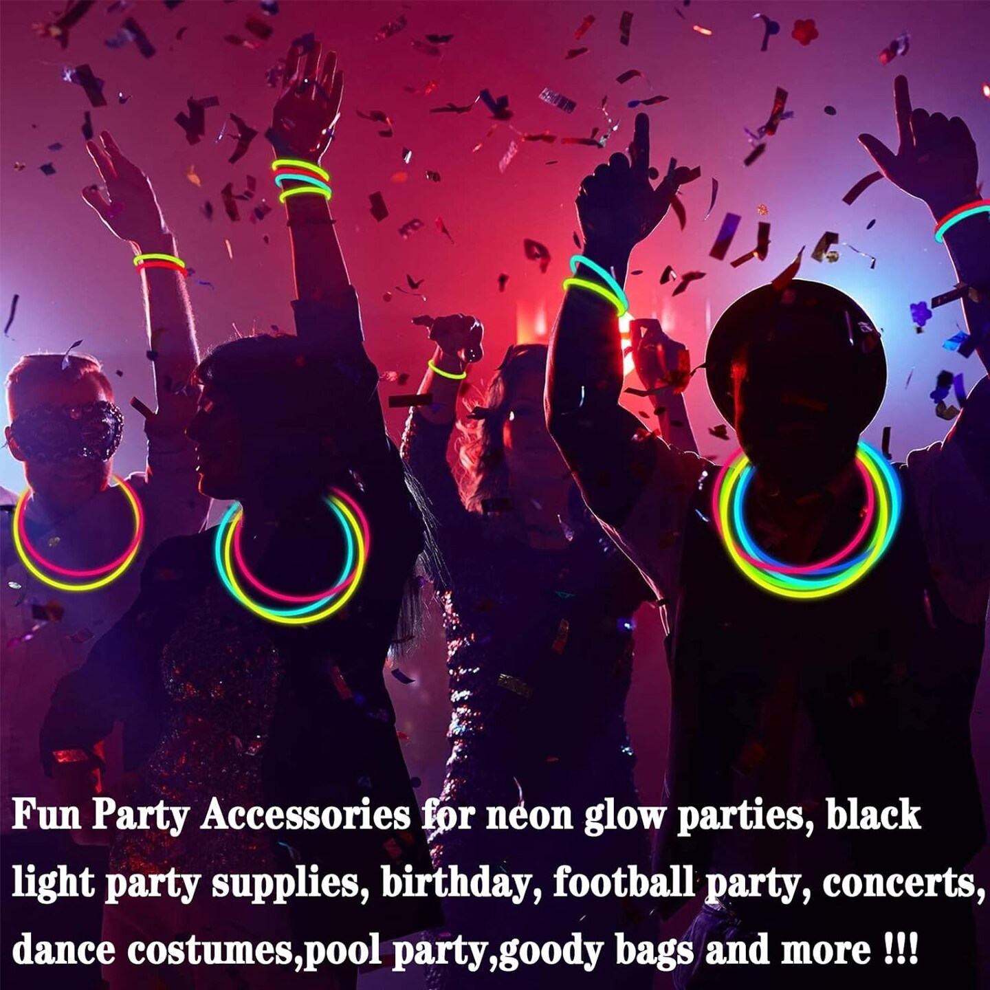 500 Pack Ultra Bright Glow Sticks Bulk Party Pack Glow In The Dark Party Supplies Glow Sticks Necklaces Bracelets with Connectors 8" Glowsticks Light Up Toy Graduation Birthday Wedding Pool Patriotic