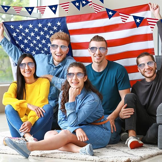 12 Pack Mens Women American Flag Sunglasses USA Flag Glasses for 4th of July for Independence Day Patriotic Decoration