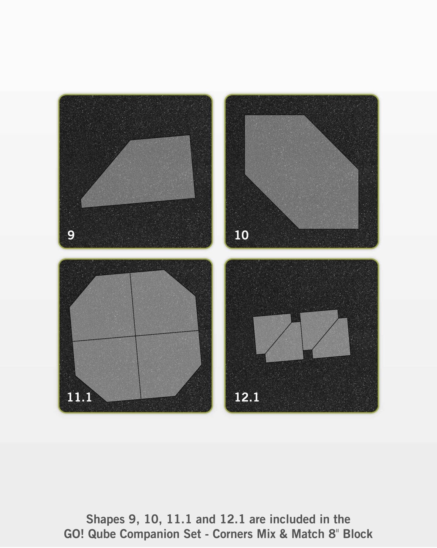 AccuQuilt GO! Qube 8" Companion Set – Corners - Fabric Cutting Die Set with 4 Dies & Cutting Mat