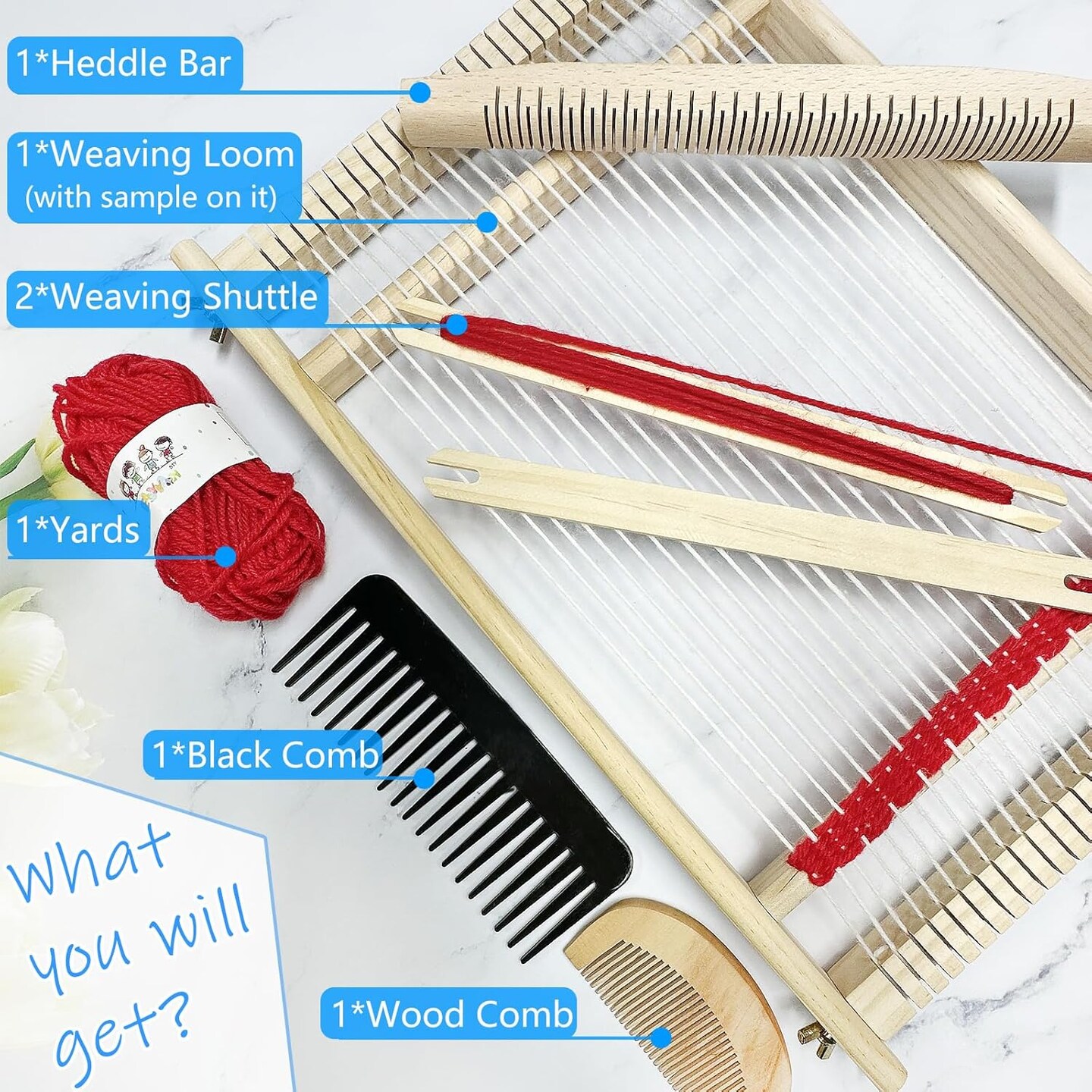 Large Weaving Frame Loom for Beginners Kids Adult Seniors Crafts,Hand-Knitting Weaving Machine with Shuttles Handcraft Weaving Loom