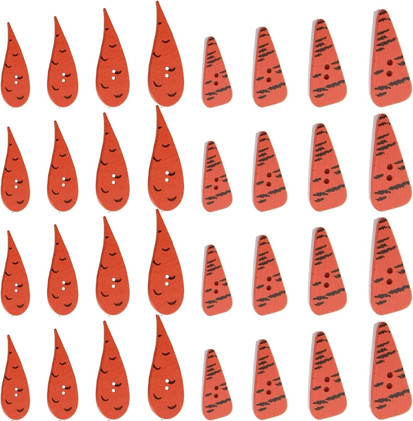 200 Piece Christmas Carrot Nose Buttons - Wooden Buttons DIY Ornament
