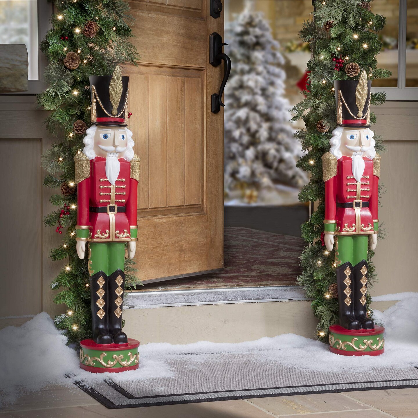 Haute Decor Classic Red and Green Christmas Nutcracker Holiday Decoration for Indoor/Outdoor Use - 37-inch Freestanding Sturdy Resin Construction - Indoor or Outdoor