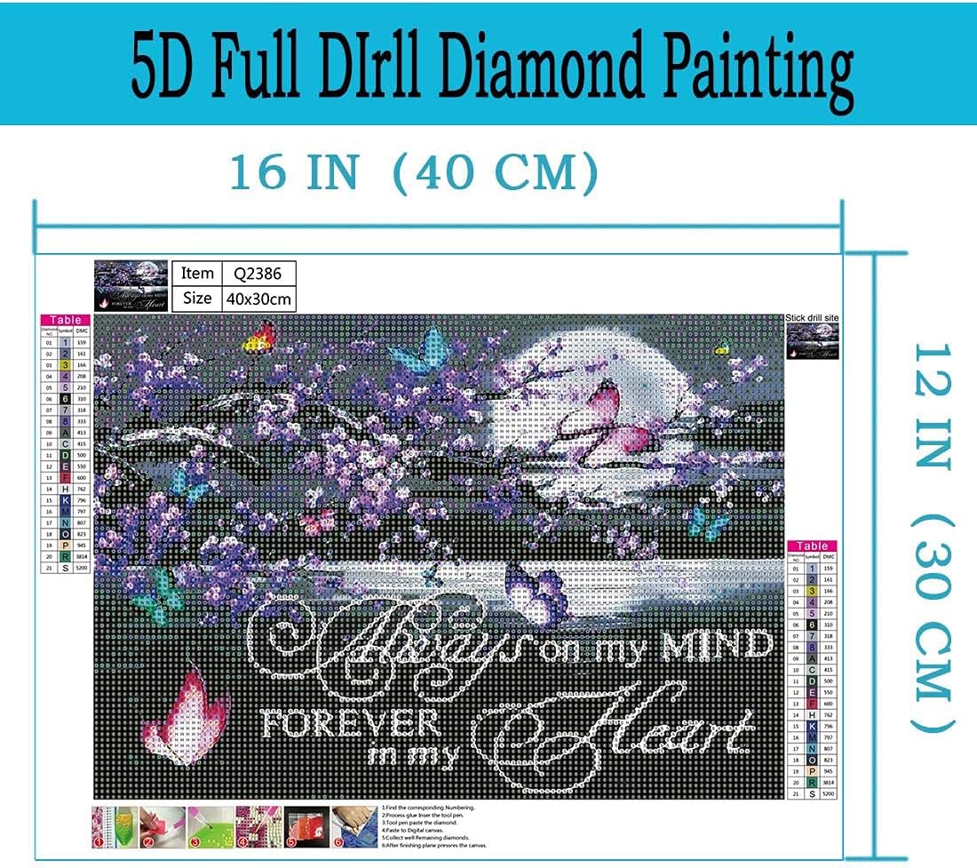 Diamond Painting Kits for Adults DIY 5D Round Full Drill Butterfly Flowers Diamond Art Very Suitable for Home Leisure and Wall Decoration (15.7 X 11.8 Inches) Adult Diamond Painting Diamond Painting