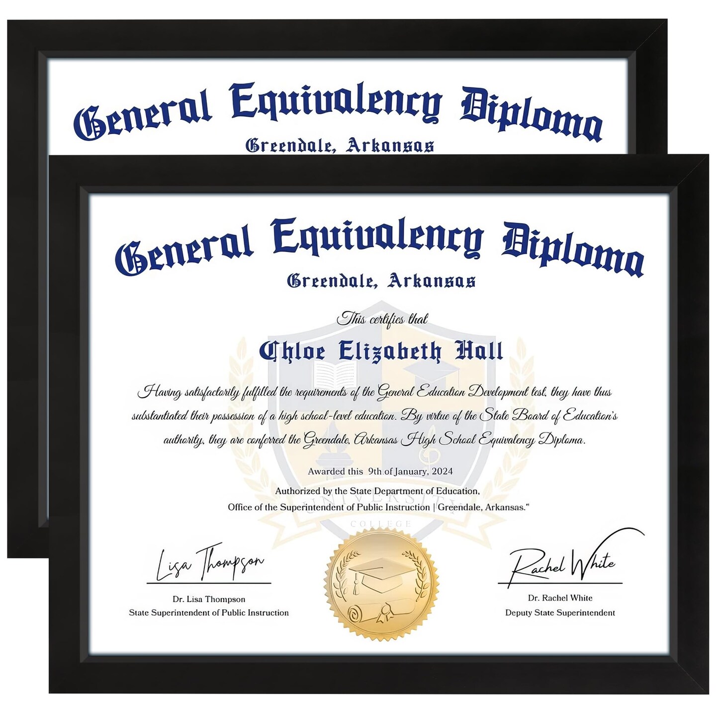 11x14 Diploma Frame, Black Picture Frame with Clear Plexiglass, 2 Pack Certificate Frame for Wall Display, 11x14 Document Frame, High School Diploma Frame